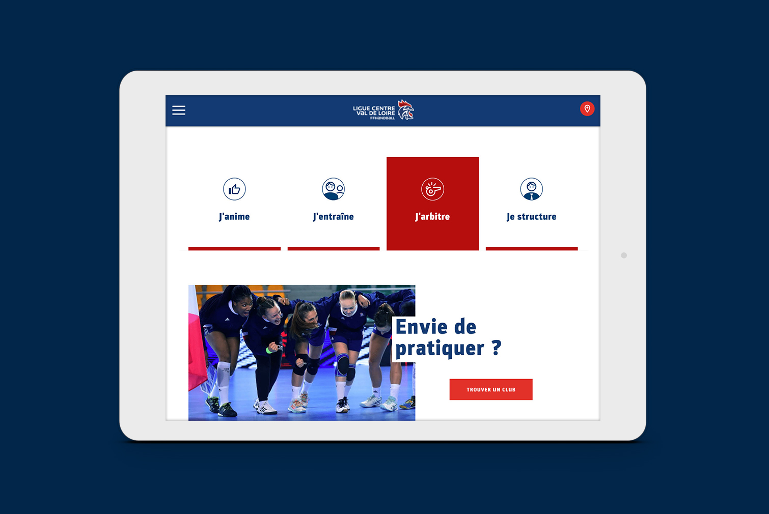 Design mobile et tablette - création site web ligue du centre val de loire de handball par agence communication Buzznative Orléans