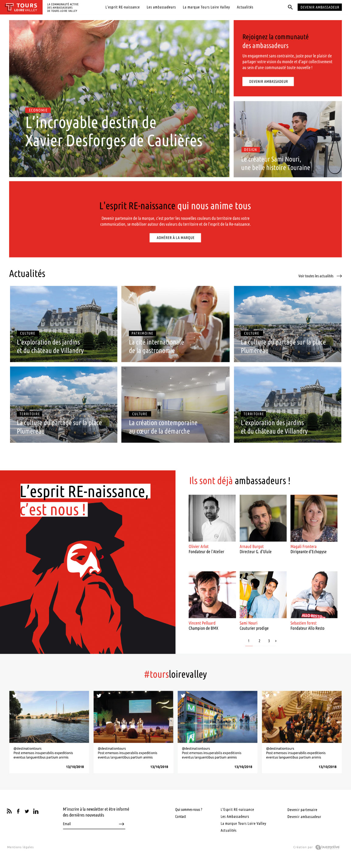 Site web Tours Loire Valley par agence communication digitale Buzznative Région Centre Val de Loire accueil