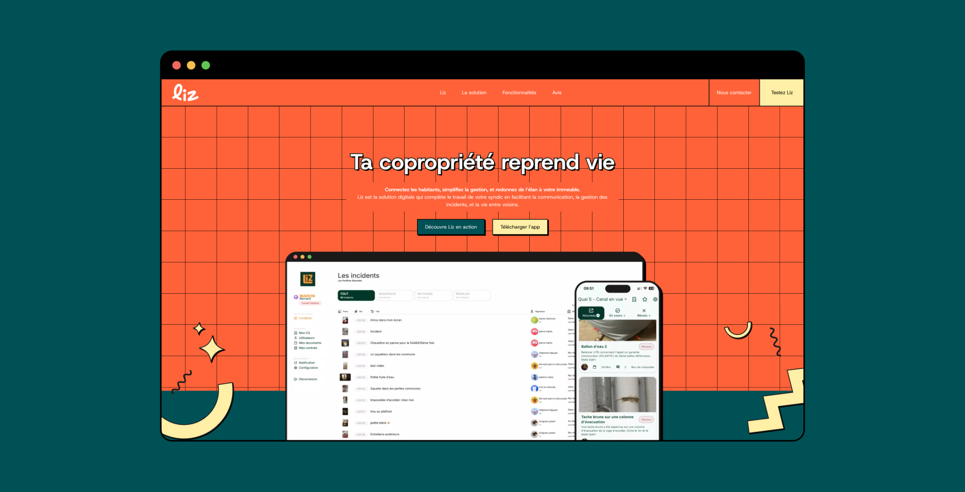 Tableau de bord et application mobile LIZ – Identité visuelle moderne pour les copropriétés